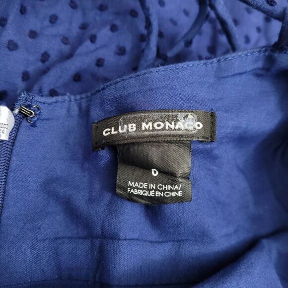 Club Monaco Navy Blue Swiss Dot Wide Leg Jumpsuit Sz 0 Open Adjustable Back - Picture 4 of 10